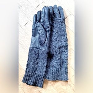 Leather & Wool Lined Long Gloves